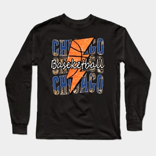 Graphic Basketball Chicago Proud Name Vintage Long Sleeve T-Shirt